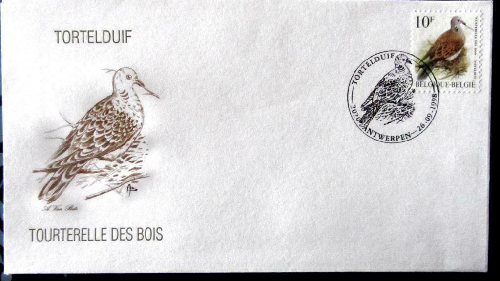 FIRST DAY COVER- VOGELS VAN BUZIN- DE TORTELDUIF, Ophalen of Verzenden, Gestempeld, Dier of Natuur
