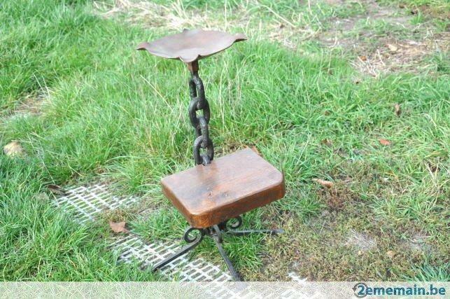 §  pied fumeur bois et fer forgé et cuivre, Enlèvement ou Envoi, Cendrier