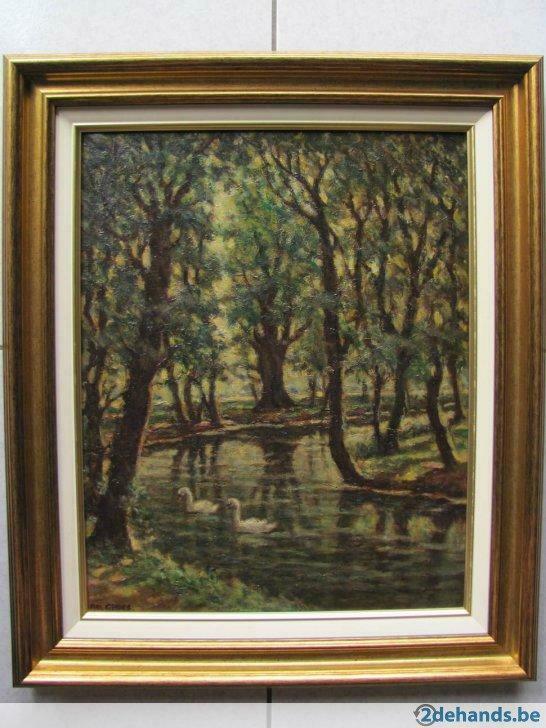 A. CROES Zwanen in het Boekenbergpark Antwerpen Gratis !, Antiek en Kunst, Ophalen