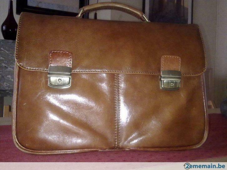 Mallette en Cuir Véritable - Leren Tas, Enlèvement ou Envoi, Neuf, Sac à bandoulière