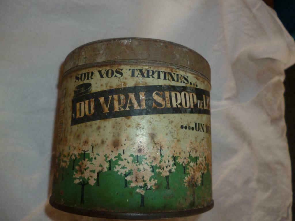 Antieke oude blikken pot SIROP de LIEGE, Verzamelen, Blikken, Ophalen