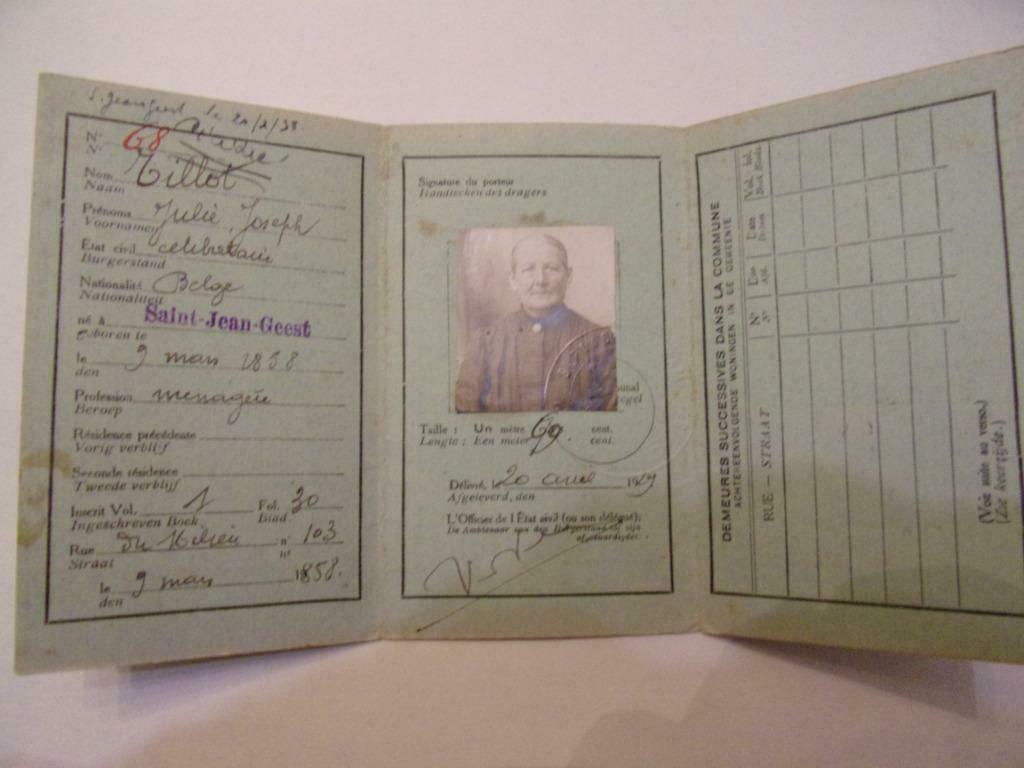 cartes d'identité ancienne+c de transport+1940-1945 Jodoigne, Enlèvement ou Envoi, Deuxième Guerre mondiale, Utilisé, Autres sujets/thèmes