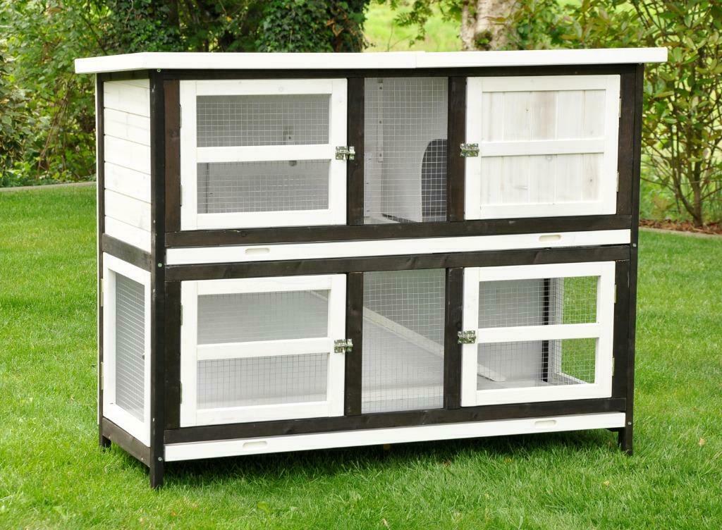 Clapier 2 étages noir et blanc enclos lapin rongeur furet, Animaux & Accessoires, Envoi, Neuf, Autres types