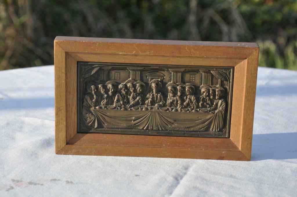 cadre religieux dernière cène bois et regule, Antiquités & Art, Enlèvement ou Envoi
