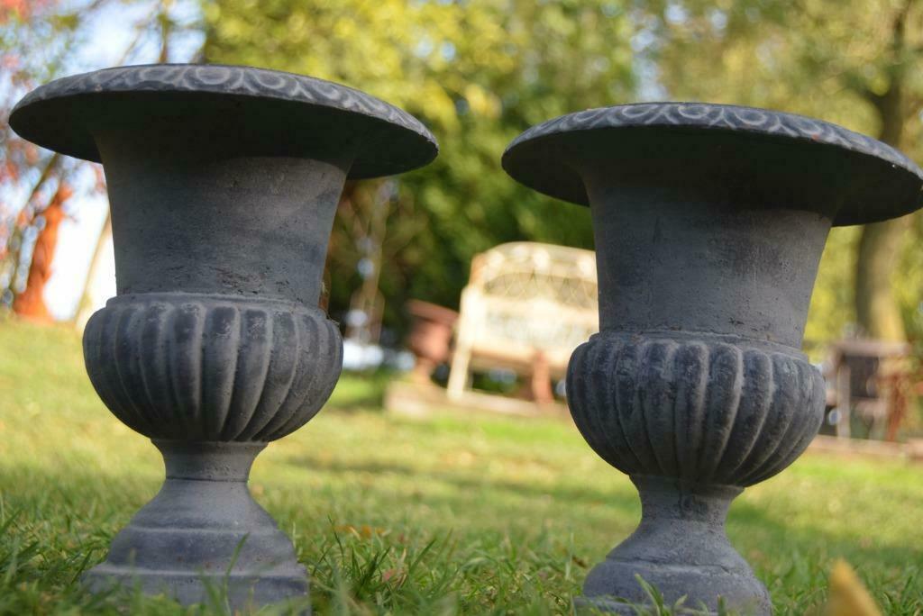 Vasque en fonte patinée grise (la paire), Enlèvement ou Envoi, Moins de 25 cm, Comme neuf, Autres matériaux