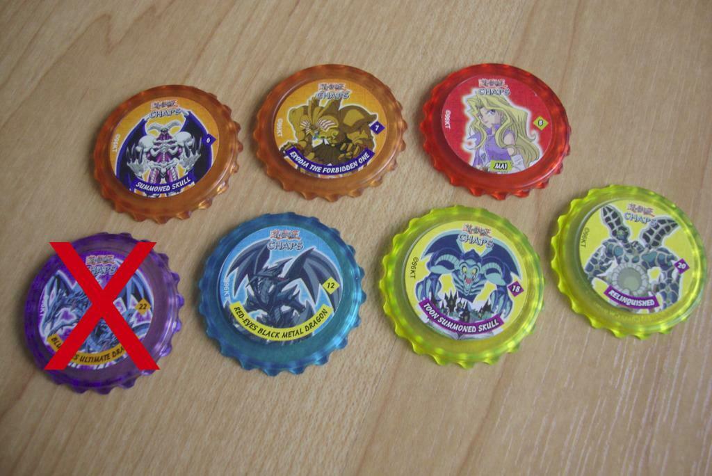 6x Yu-Gi-Oh Chaps (Smiths/Lays), Hobby en Vrije tijd, Verzamelkaartspellen | Yu-gi-Oh!, Nieuw, Ophalen of Verzenden