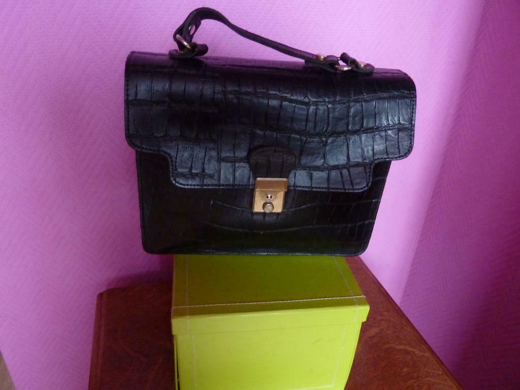 sac noir imitation croco, Enlèvement, Utilisé, Noir