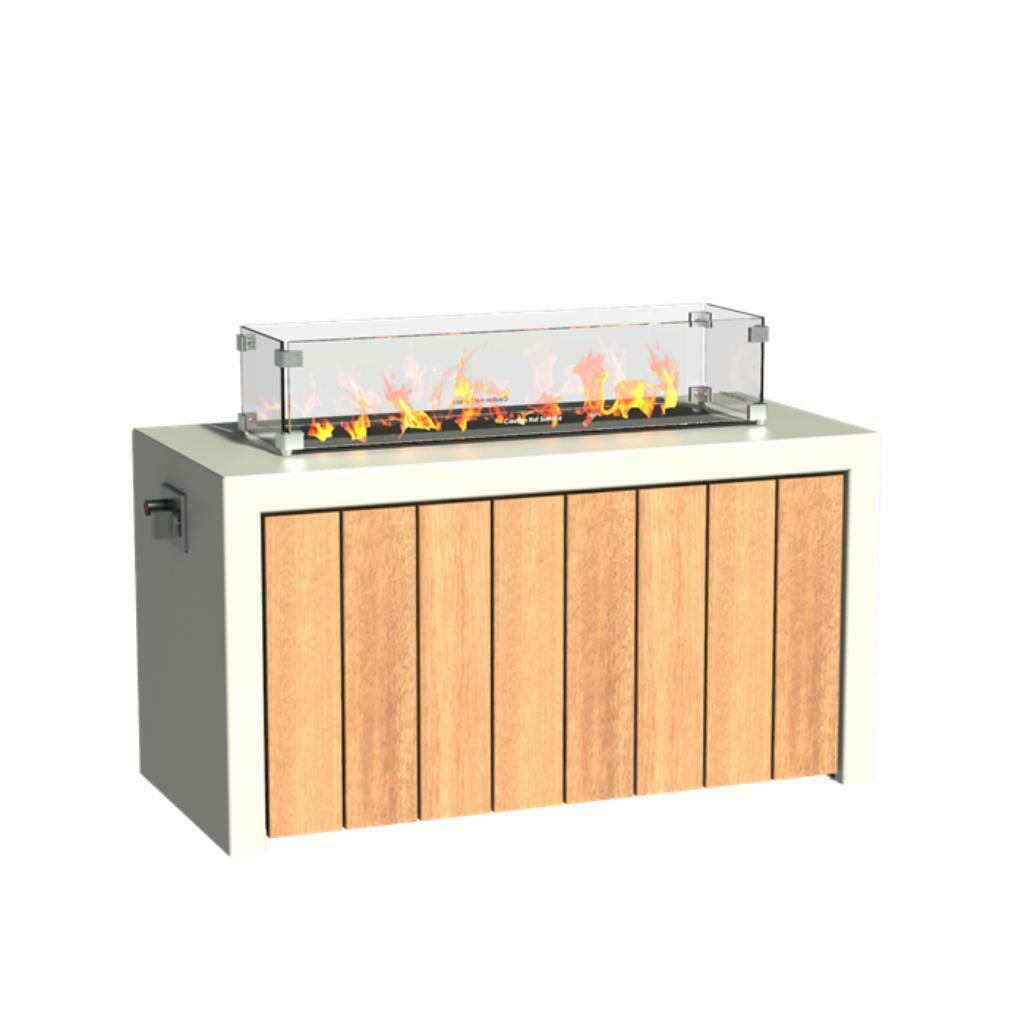 vuurtafel op gas (aluminium in elke ral-kleur met hardhout), Verzenden, Nieuw, Gas, Vloer