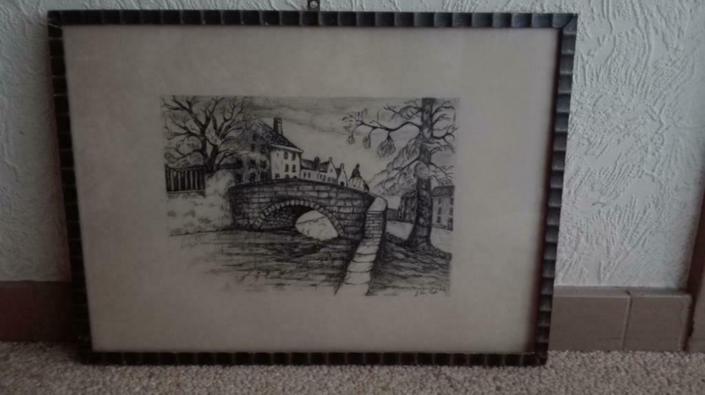 lijst met zwart wit tekening, Ophalen of Verzenden