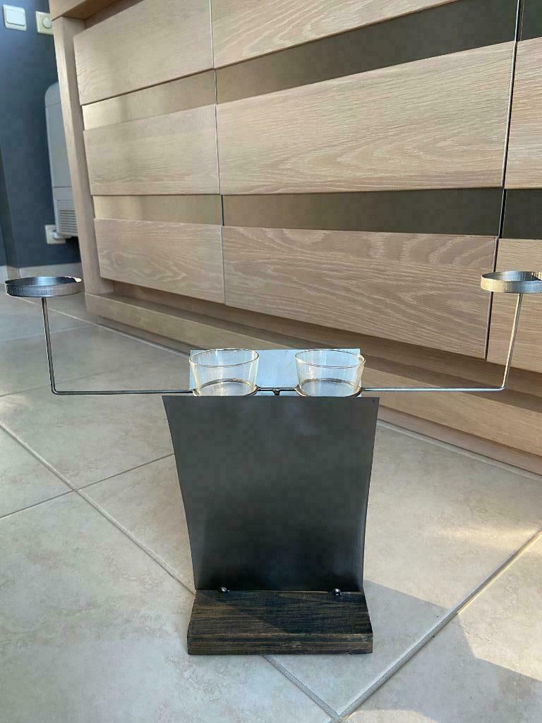 Déco, bougeoir, photophore : design metal et bois -TBE, Enlèvement, Bois