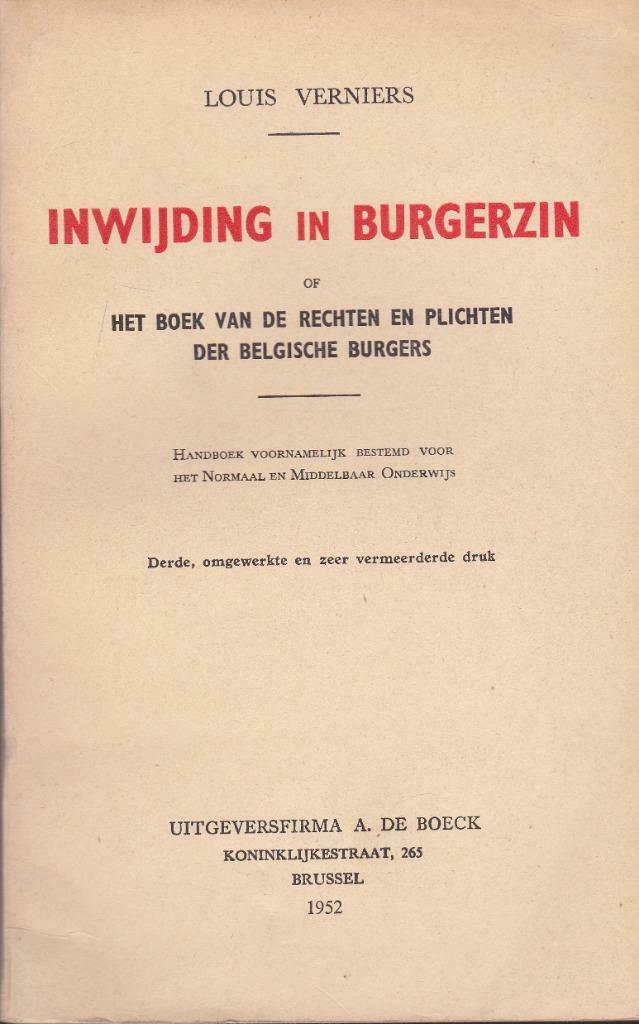 Louis Verniers, Inwijding in burgerzin., Boeken, Schoolboeken, Gelezen, Maatschappijleer, ASO, Ophalen of Verzenden