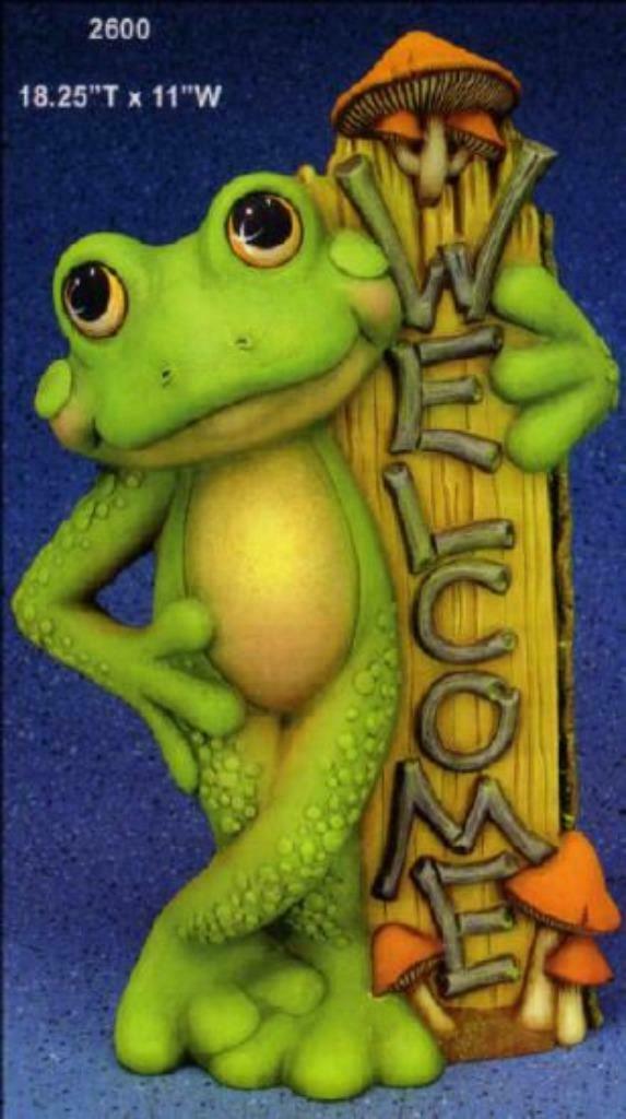 Kikker met "Welcome"  bord in biscuit keramiek, Ophalen of Verzenden, Nieuw