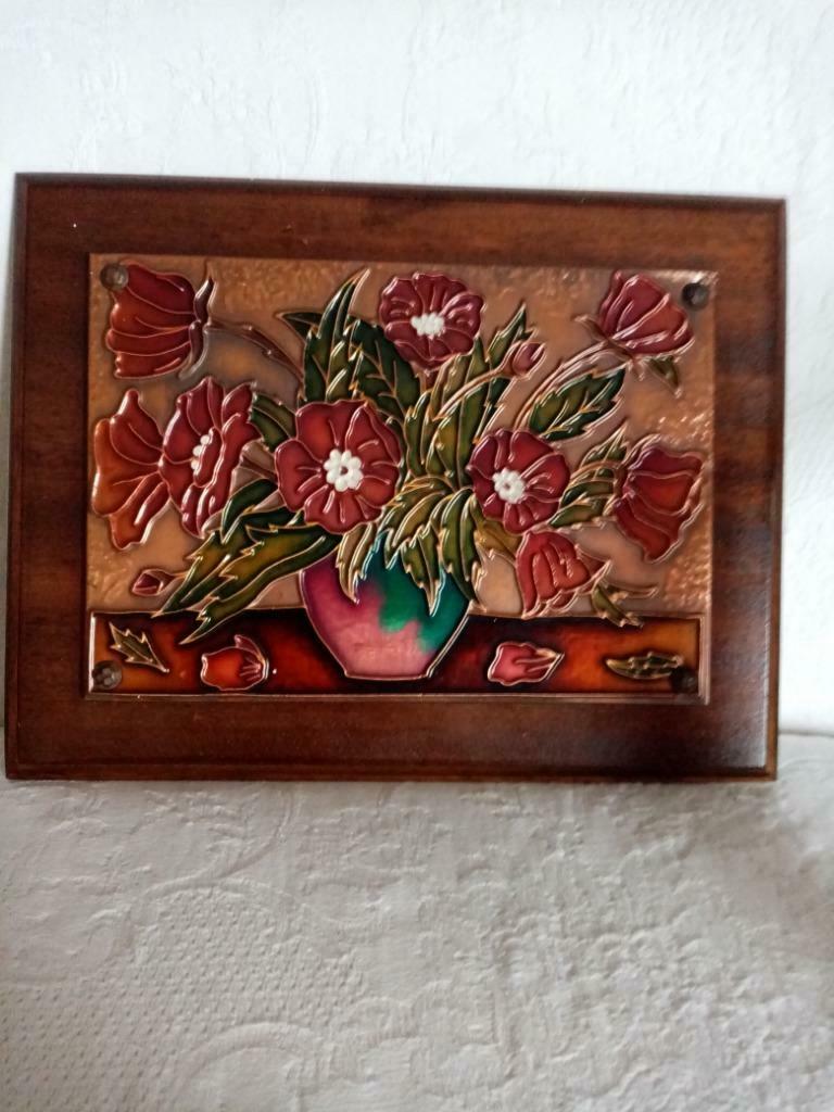 Geëmailleerde sierplaat op koper uit de jaren 50, Ophalen of Verzenden