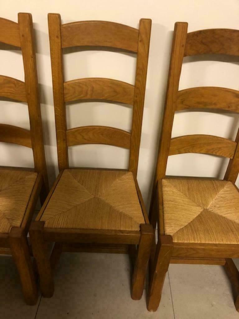 6 stoelen massief eik zitvlak in riet nog nieuw, Huis en Inrichting, Stoelen, Ophalen, Zo goed als nieuw, Hout