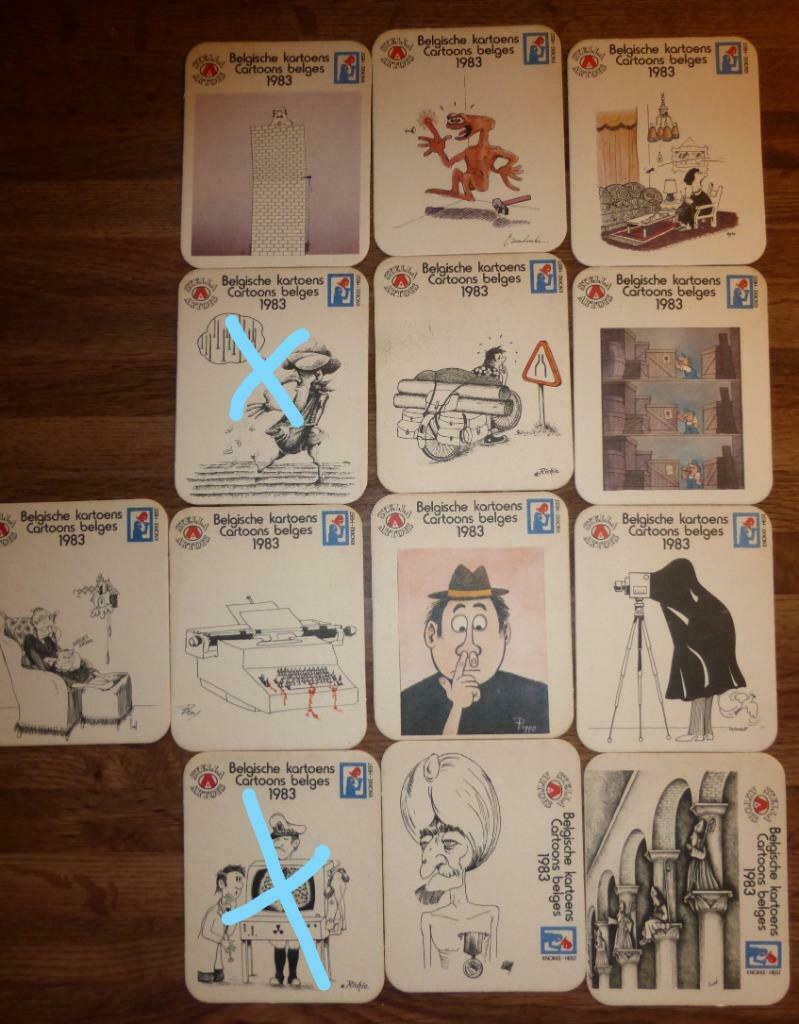 18 bierviltjes met cartoons Stella Artois, Verzamelen, Biermerken, Ophalen of Verzenden, Gebruikt, Viltje(s), Stella Artois