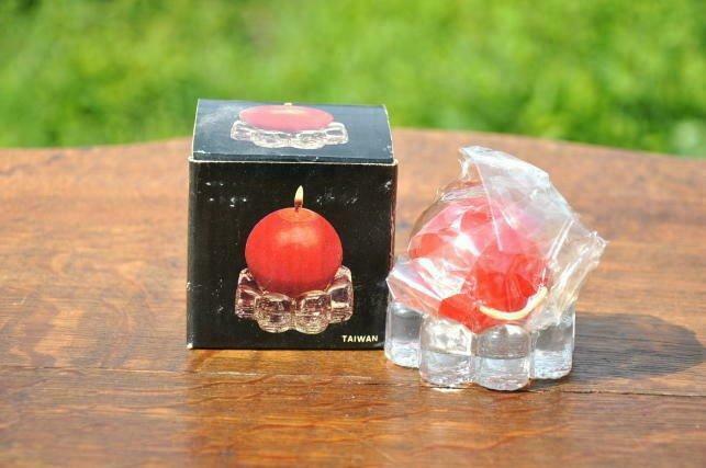 bougeoir en verre avec bougie boule rouge, Ophalen of Verzenden, Nieuw