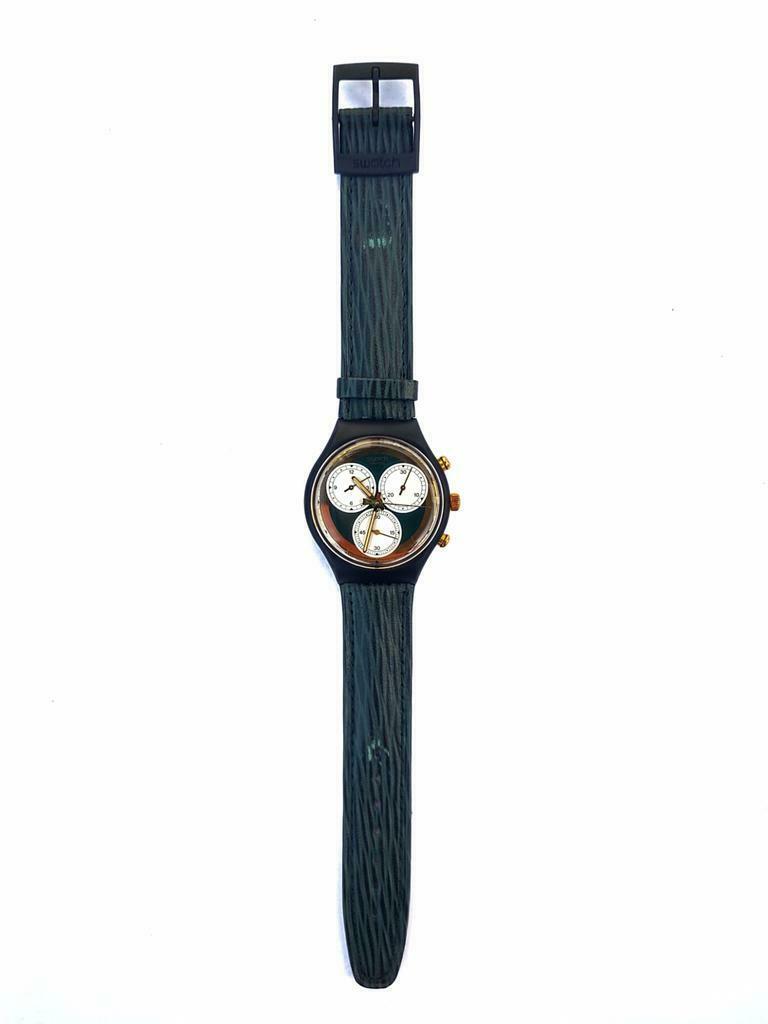 Swatch Rollerball SCB107 Chrono leather 1991, Handtassen en Accessoires, Horloges | Dames, Zo goed als nieuw, Swatch