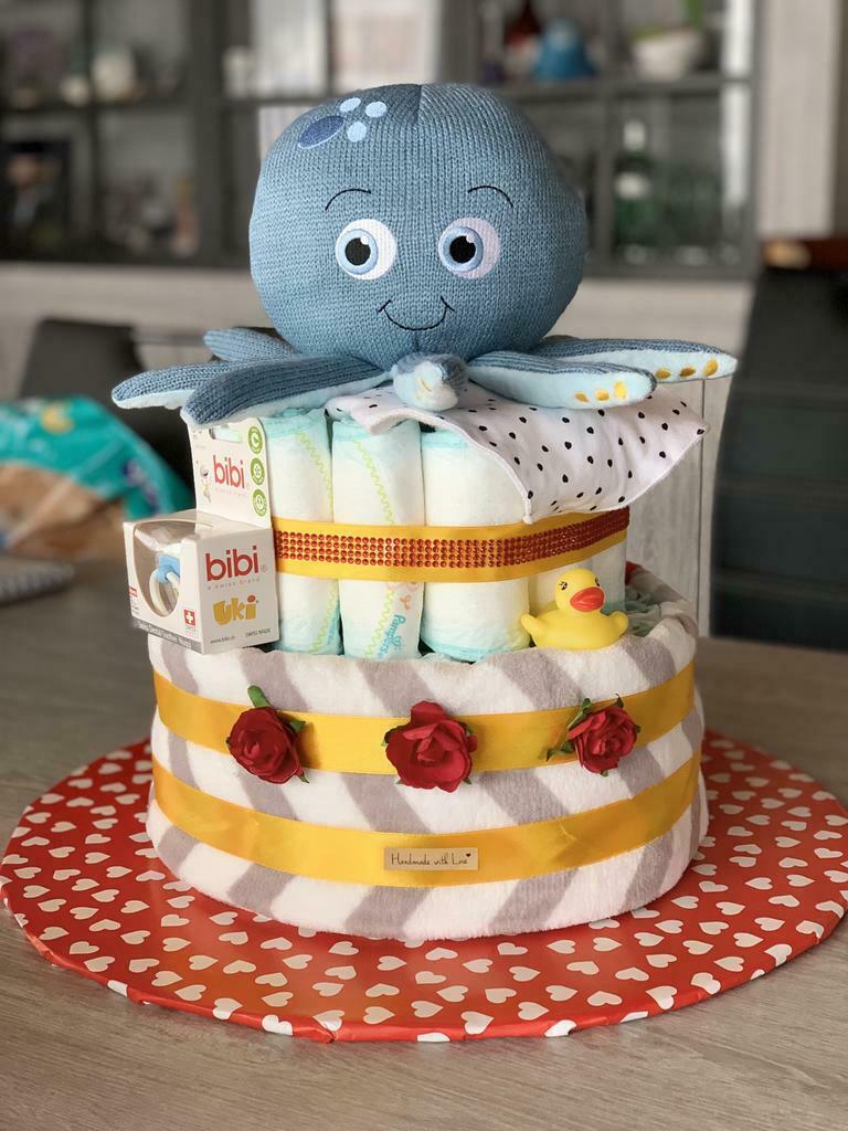 Pampertaart octopus, Kinderen en Baby's, Kraamcadeaus en Geboorteborden, Ophalen of Verzenden, Nieuw, Kraamcadeau
