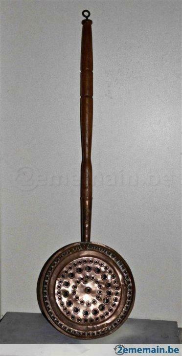 bassinoire cuivre manche chêne, Antiquités & Art, Enlèvement ou Envoi, Cuivre