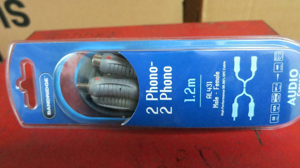 Fiches Bandridge Phono Phono 1.2 m 2 Cinch Femelles / 2 Cinc, TV, Hi-fi & Vidéo, Enlèvement, Neuf, Moins de 2 mètres, Autres câbles