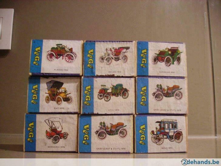 vintage houten luciferdoosjes auto merken vege oldtimer, Ophalen of Verzenden, Nieuw, Luciferdoosjes of -merken