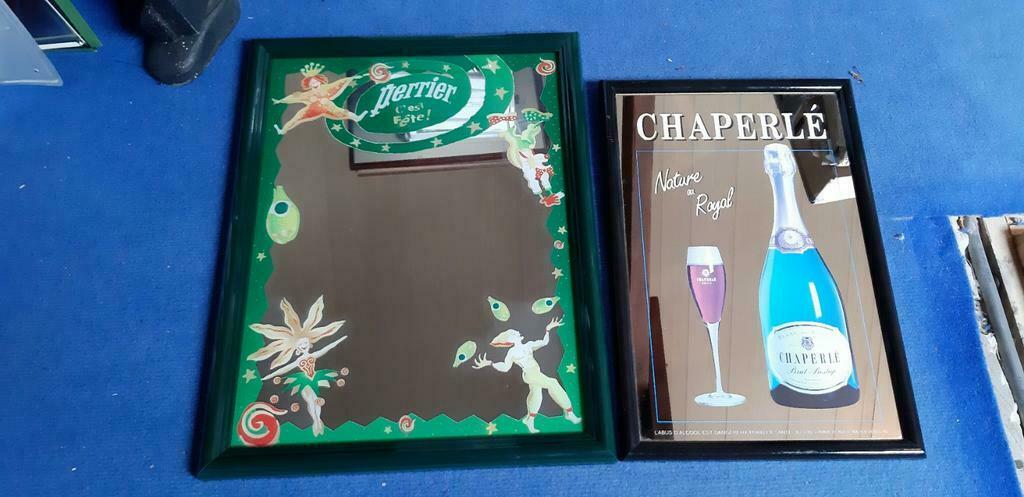2 miroirs publicitaires Perrier et Chaperlé, Collections, Marques & Objets publicitaires, Comme neuf, Panneau publicitaire, Enlèvement ou Envoi
