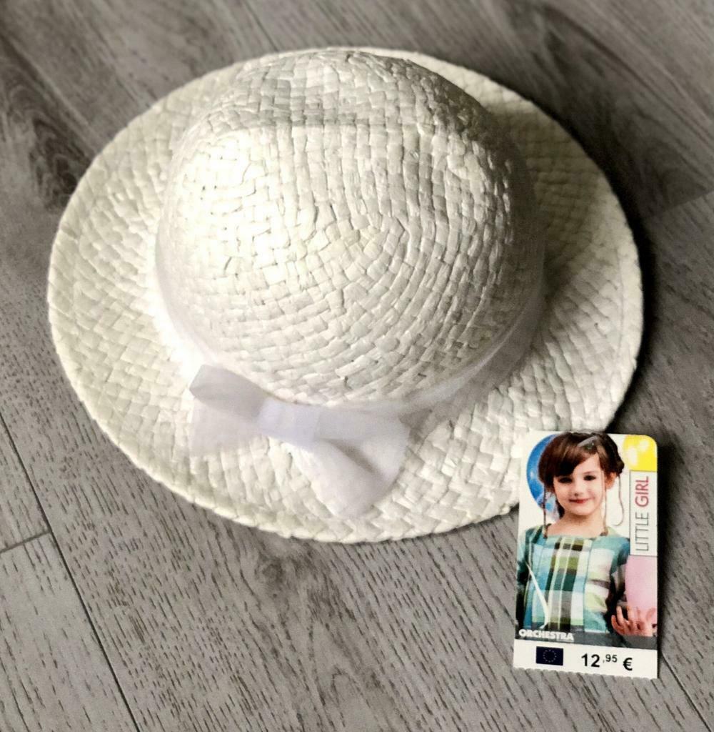 Chapeau enfant fille blanc paille mariage communion 53cm, Enfants & Bébés, Neuf, Chapeau, Taille 56, Fille