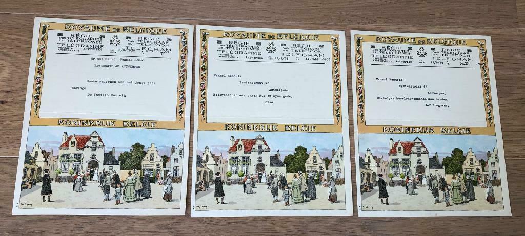 Huwelijkstelegram 22/9/1936 - Am.Lynen - Bruidspaar marktpl., Verzamelen, Ophalen of Verzenden, 1920 tot 1940, Gelopen, Antwerpen