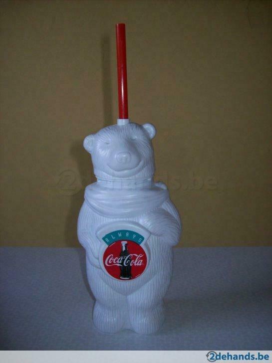 coca cola drinkbeker beer met rietje, Gebruikt