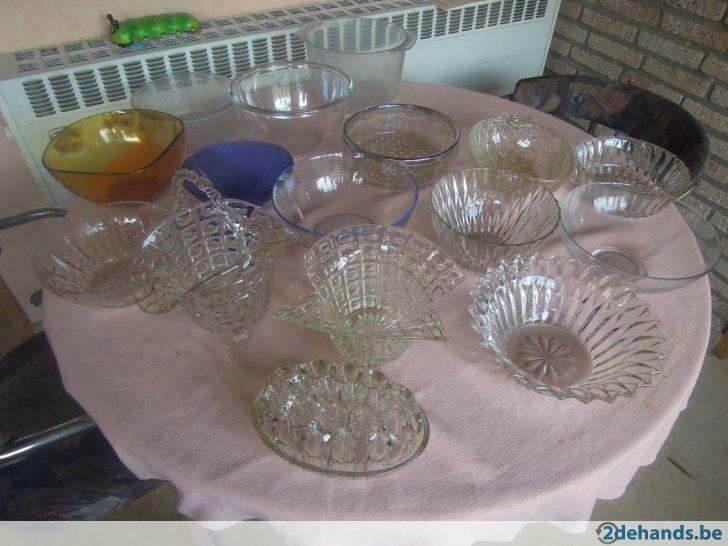 kommen in glas - aantal 15 stuks, Enlèvement ou Envoi, Utilisé, Verre, Balance ou Balances