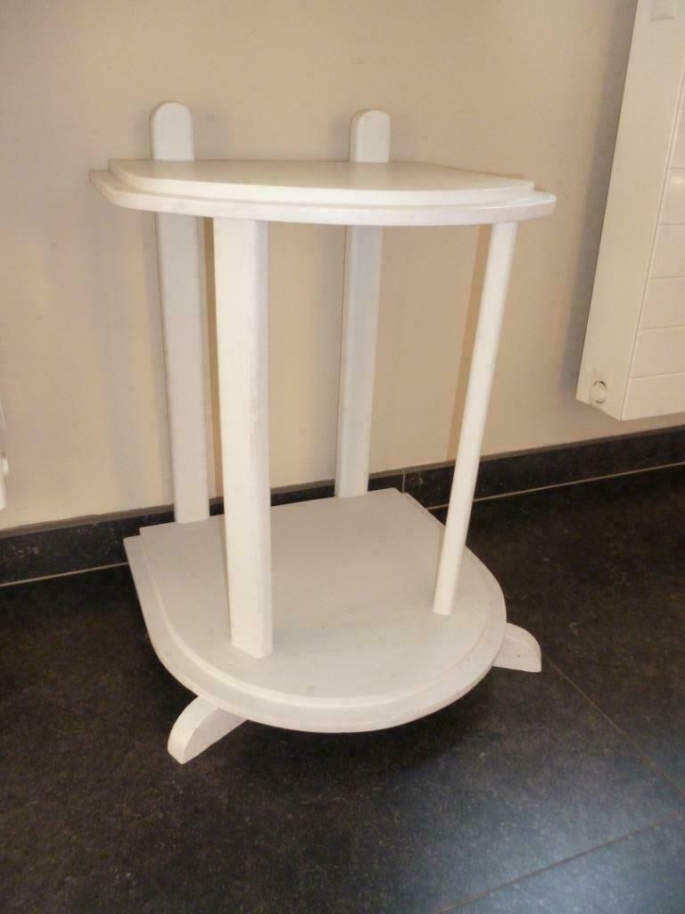 Oud tafeltje bijzettafeltje tafel voor tegen muur wit geverf, Ophalen of Verzenden