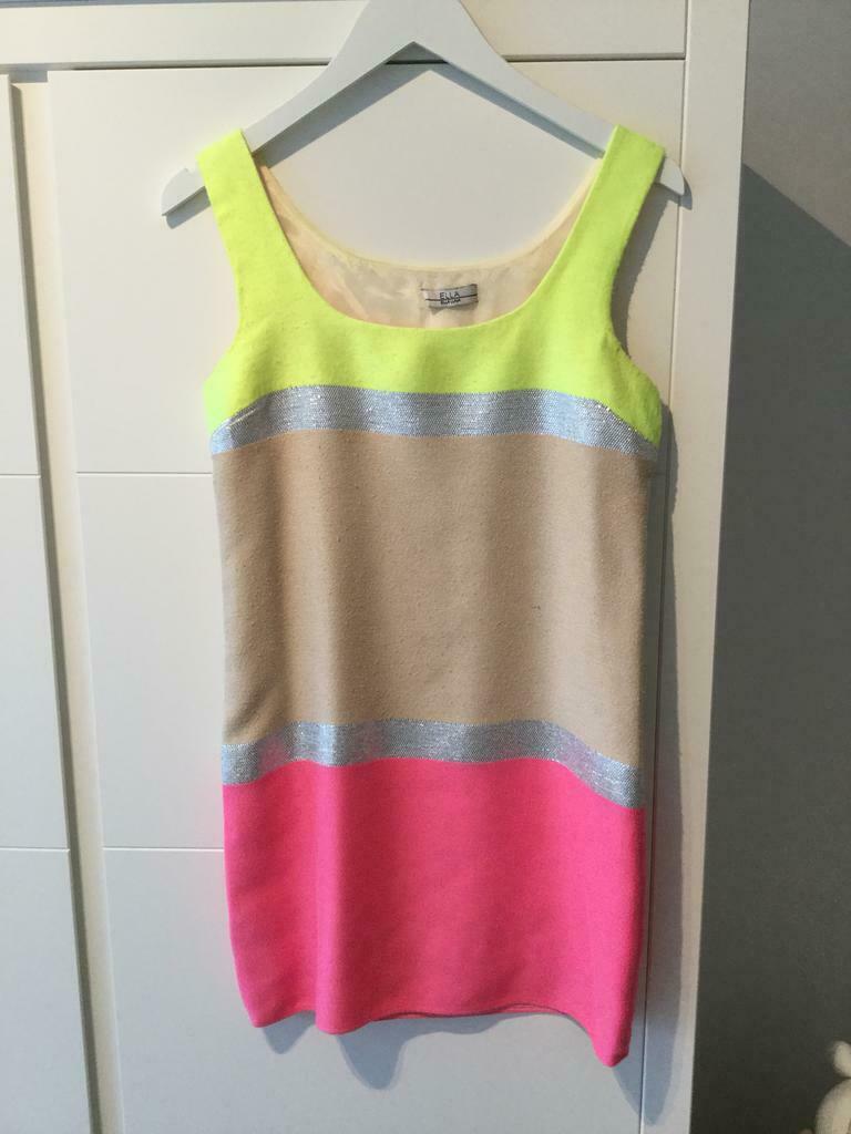 Ella Luna, leuk zomer jurkje, size XS, beige met fluo en zil, Enlèvement, Comme neuf, Beige