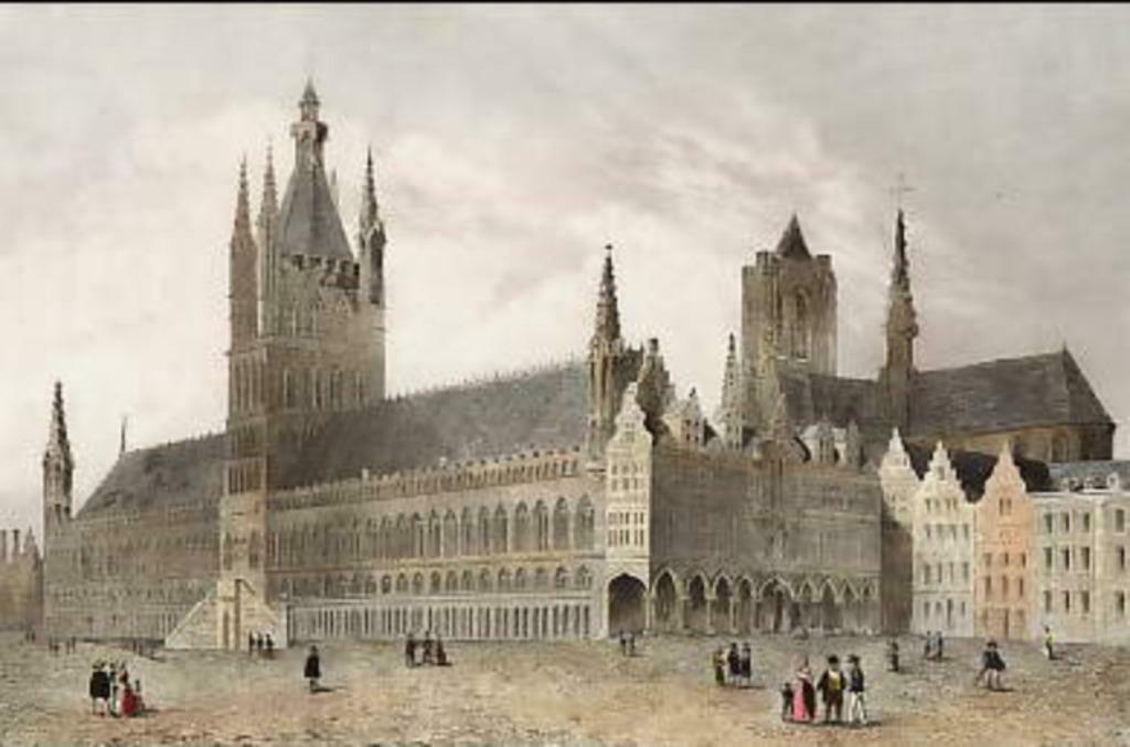 Gravures, etsen  Lakenhallen van de historische stad Ieper., Ophalen of Verzenden