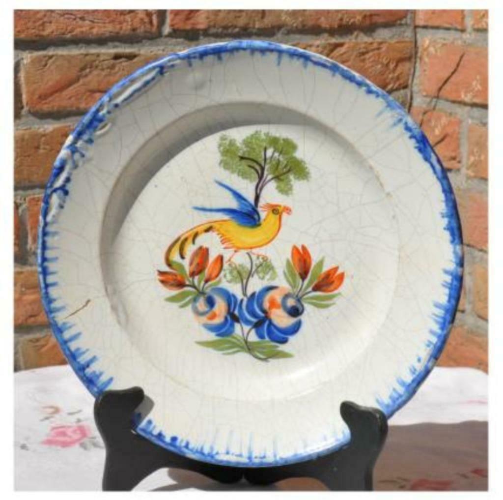 §plat terre cuite émaillé restauration a l'agrafe, Antiquités & Art, Enlèvement ou Envoi