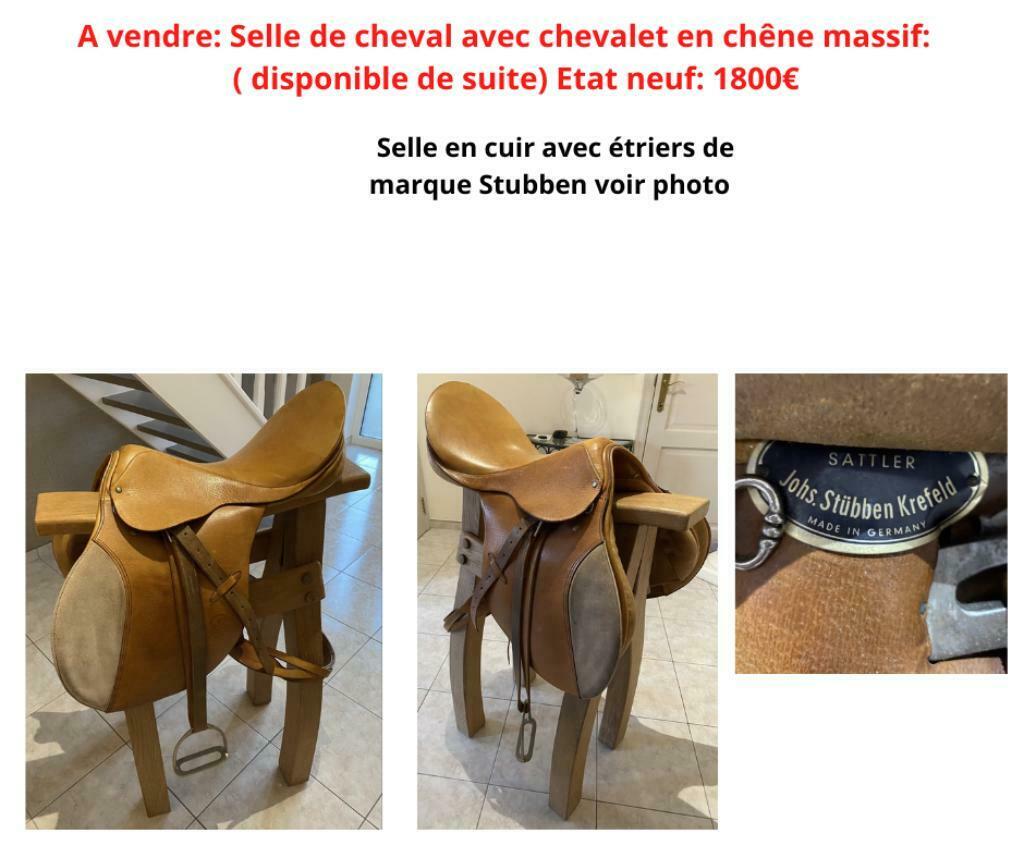 Selle de cheval avec chevalet en chêne massif, Enlèvement, Neuf, Obstacle