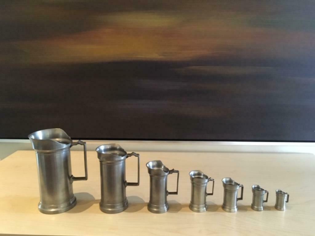 Tinnen karaffen set van 7 stuks, Ophalen