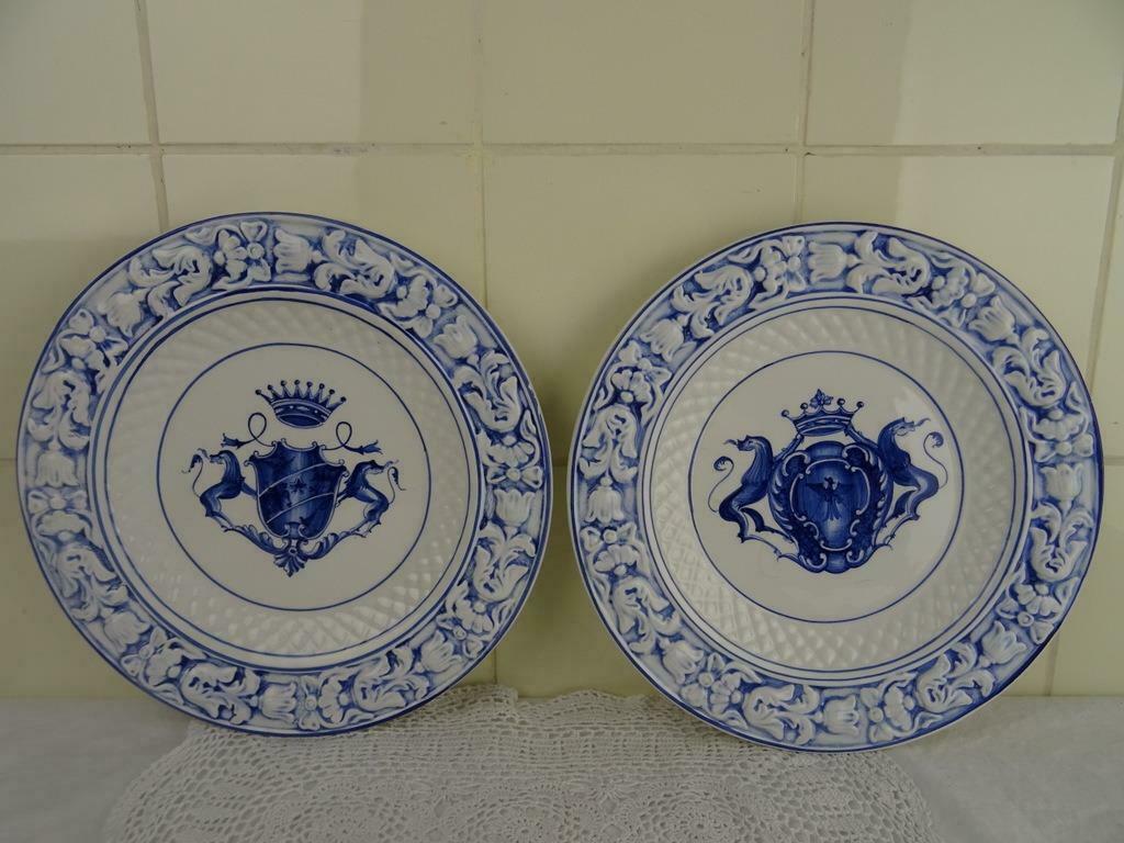 Assiette murale antique Bassano Italie 2x Curio en porcelain, Antiquités & Art, Enlèvement ou Envoi