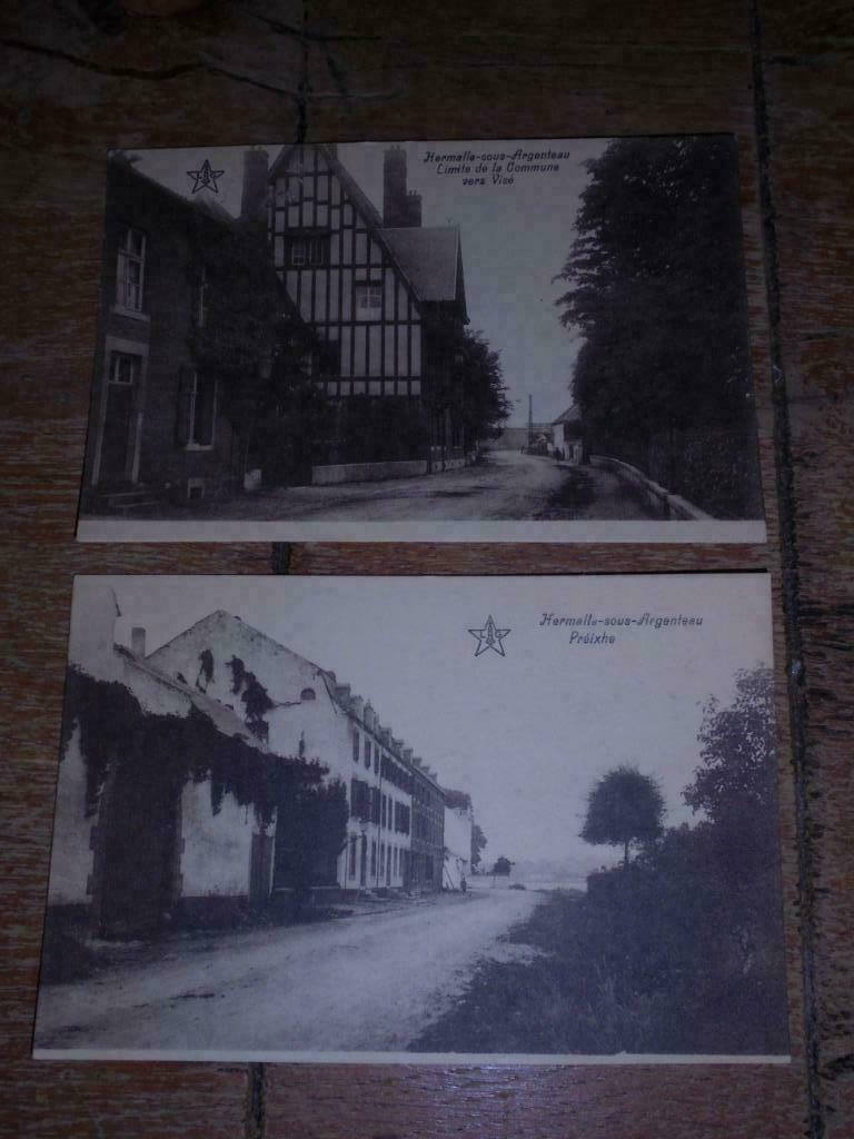 2 oude postkaarten Hermalle-sous-Argenteau   Oupeye, Enlèvement