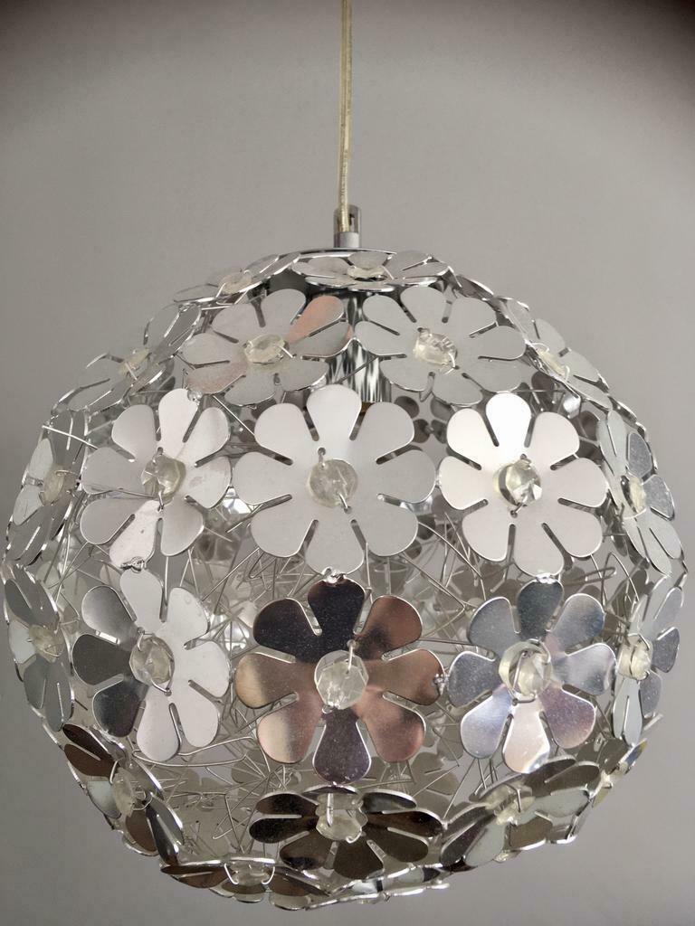 Suspension design boule argentée, Maison & Meubles, Lampes | Suspensions, Utilisé, Métal