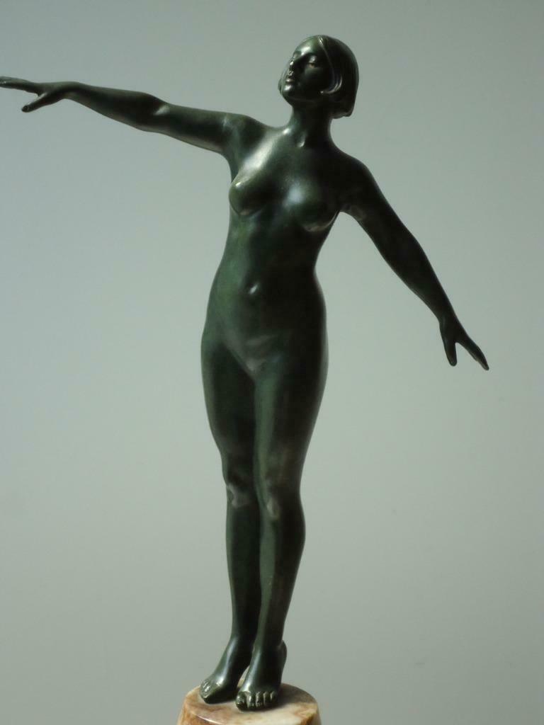 ca 1930 DE BREMAECKER danseuse art déco bronzen naakt brons, Ophalen