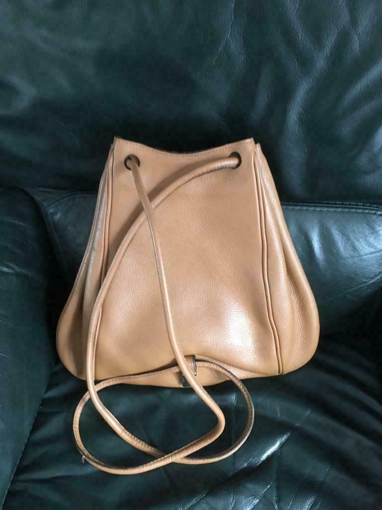 lichtbruine leren tas, Gebruikt, Bruin, Schoudertasje