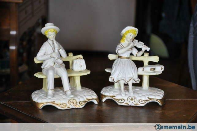 couple posture musicien sur banc, Antiquités & Art, Art | Sculptures & Bois, Enlèvement ou Envoi