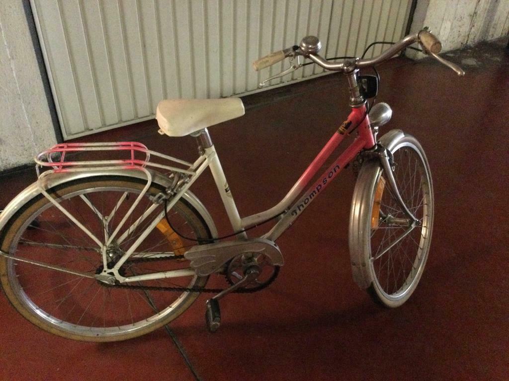 Vélo rose et blanc, Utilisé