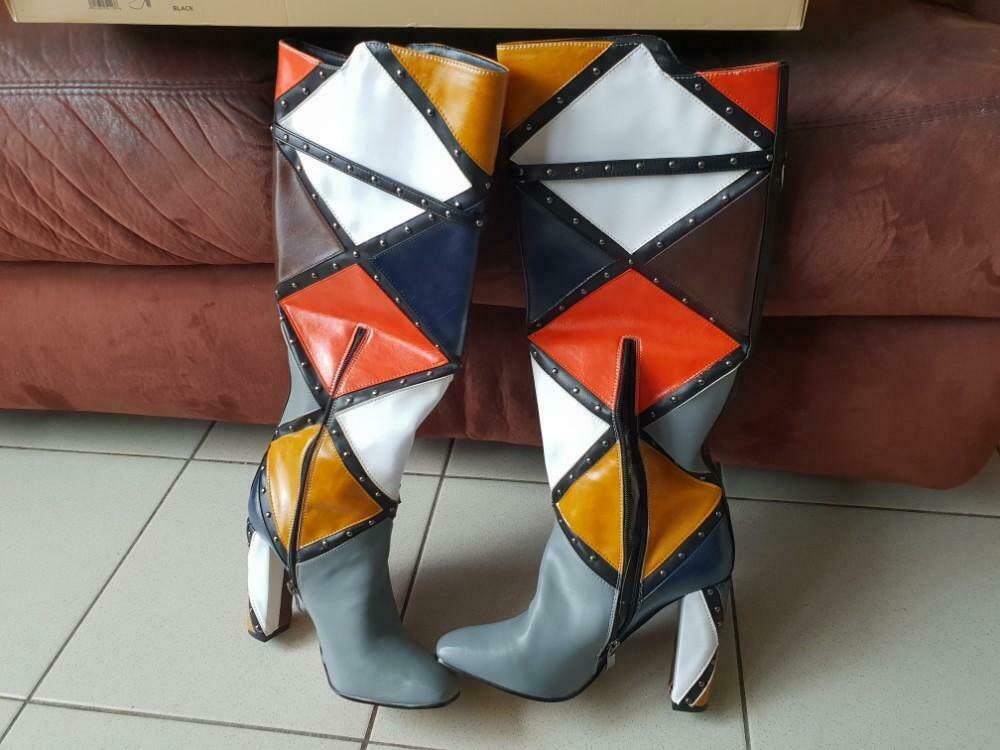 Bottes multicolores en cuir style Burberry, Enlèvement