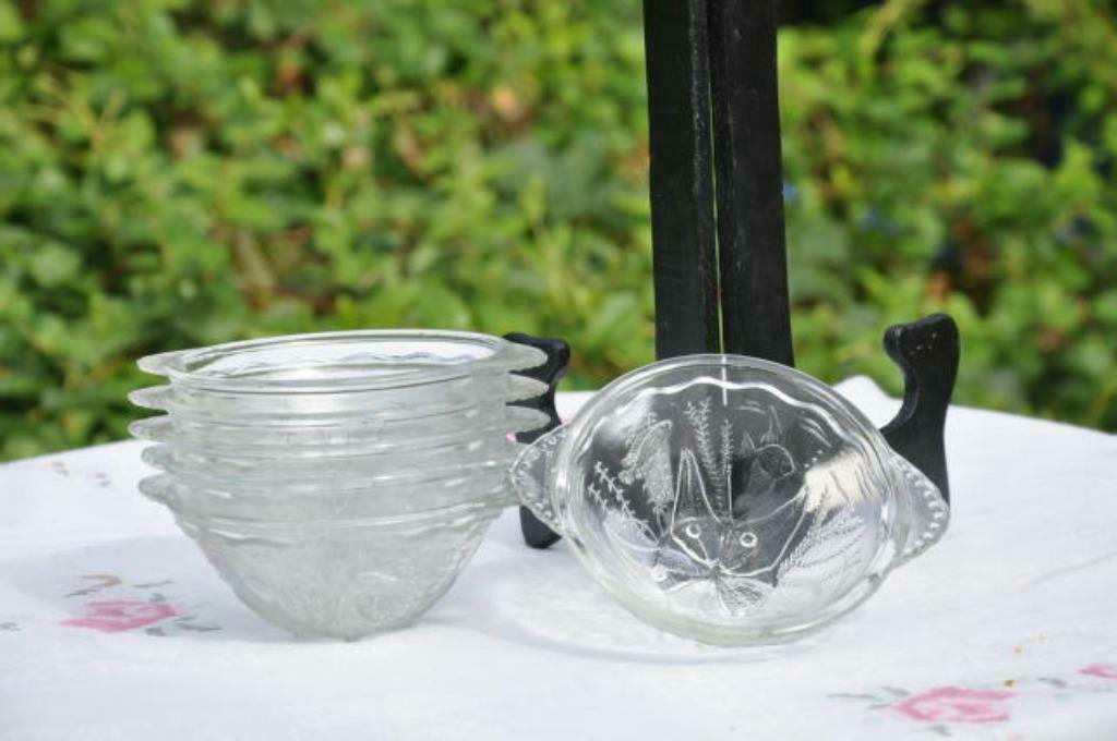 § 6 raviers en verre pour glace fruit, Enlèvement ou Envoi, Comme neuf, Verre, Autres types