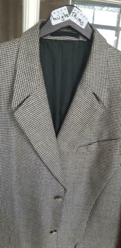 Thierry Mugler,colbert,zwart wit vintage,zijde/wol T 56, Kleding | Heren, Kostuums en vesten, Ophalen of Verzenden, Gedragen, Wit