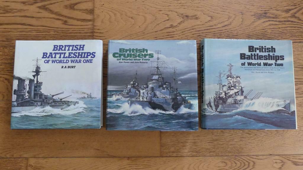 Kavel van 3 boeken over Britse slagschepen en kruisers, Marine, Ophalen of Verzenden, Alan Raven / John Roberts, Tweede Wereldoorlog