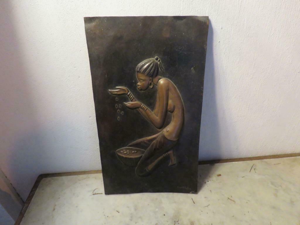Plaque murale africaine en cuivre Kiambe, Antiquités & Art, Enlèvement ou Envoi