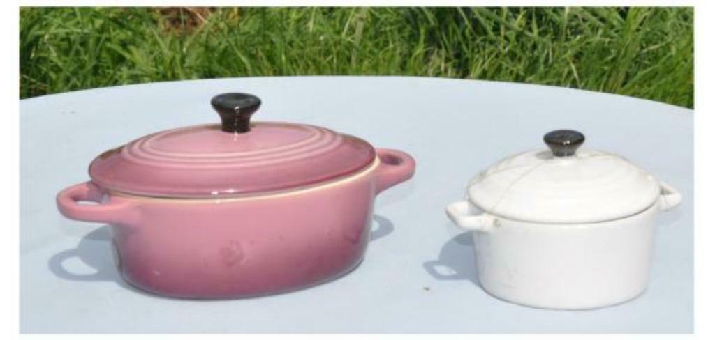 §2 cocotes miniatures gres émaillé, Enlèvement ou Envoi, Poterie, Comme neuf, Autres types