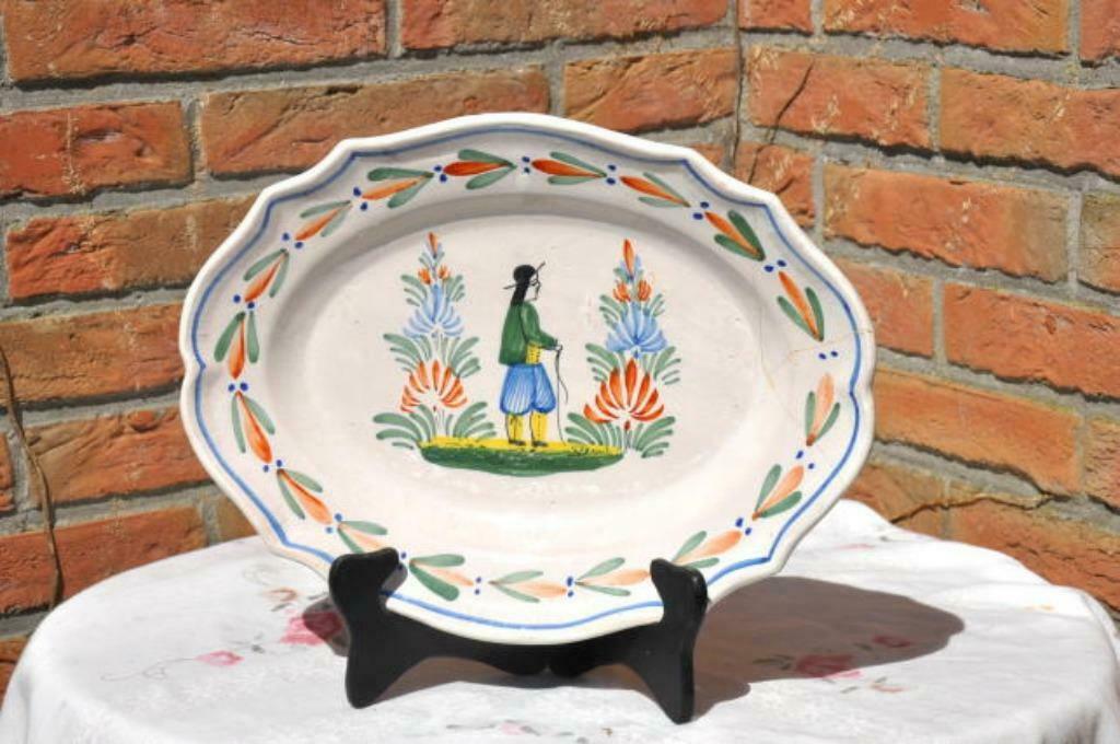 §plat oval henriot  quimper cassure recollée (43), Antiek en Kunst, Ophalen of Verzenden